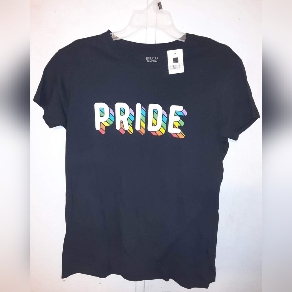 PRIDE  Spell Out LGBTQ Ladies Black Short-Sleeve T-shirt Sz Various Sizes NWT